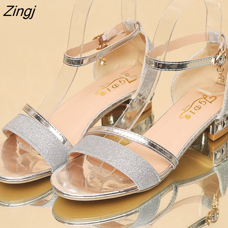 kamames Heel High Heels Sandals Lady Pumps Classics Slip On Shoes Sexy Women Party Shoes Gold Silver Wedding Slingbacks