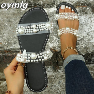 kamames sandals summer large size one-line flat casual beach slippers women's shoes slippers women