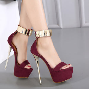 kamames High Heels Summer Waterproof Nightclub Banquet Shoes With Large Size Stilettos Sandals