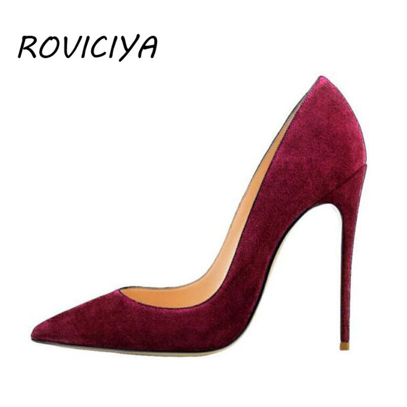 kamames Red 12 cm extreme high heels pointed toe shallow women shoes Women Pumps Wedding Party Woman Shoes RM003 ROVICIYA