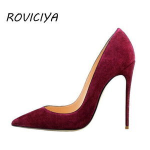 kamames Red 12 cm extreme high heels pointed toe shallow women shoes Women Pumps Wedding Party Woman Shoes RM003 ROVICIYA