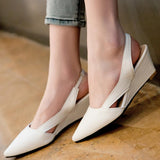 kamames Sgesvier Black Red White Pointed Toe Women Sandals Shoes Woman Footwears Slip On Wedges Heel Shoes Sandalias Mujer Sapatos B564