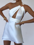 kamames Sexy Hollow Out Bandage Women Dress White Asymmetrical High Waist Mini Dress Women Spring Skinny Fashion 2022