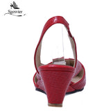 kamames Sgesvier Black Red White Pointed Toe Women Sandals Shoes Woman Footwears Slip On Wedges Heel Shoes Sandalias Mujer Sapatos B564