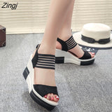 kamames Fashion Wedge Women Shoes Casual Belt Buckle High Heel Shoes Fish Mouth Sandals 2023 Luxury Sandal Women Buty Damskie