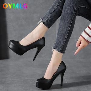 kamames high heels women stiletto princess waterproof platform nightclub super high heel single shoes black women's shoes