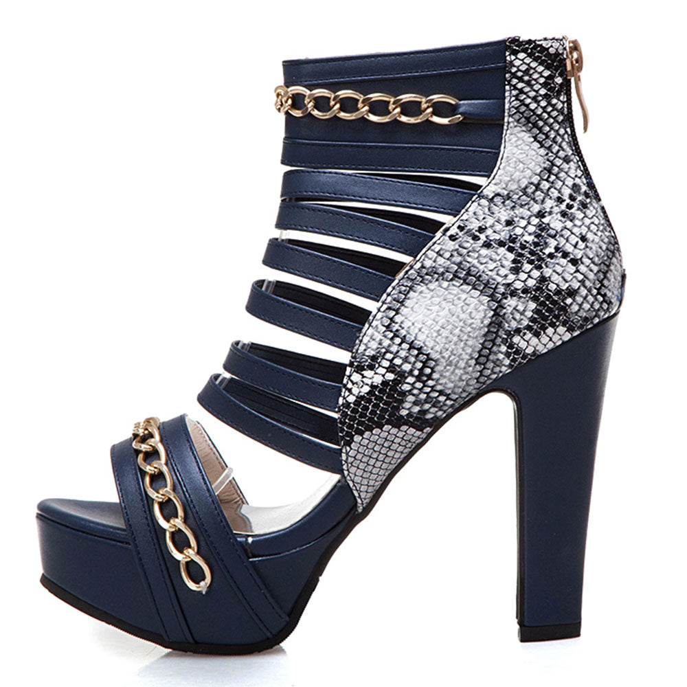 kamames Sgesvier 2019 Platform High Heels Gladiator Sandals Women Pumps Red Rome Chains Ankle Boots Summer Ladies Shoes Peep Toe G269