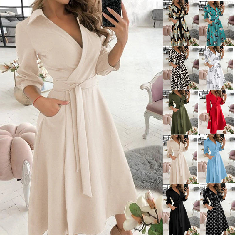 kamames Dresses For Women Robe emme V Neck Floral Printed Boho Beach Dress Estidos de Fiesta Female Robe Vestido Floral 9962