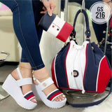 kamames Heel Sandals Summer 2024 New Thick-Soled Muffin Roman Shoes Students Korean Version Of Large Size Women's Shoes