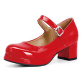 kamames Sgesvier 2021 Spring Women Buckle Comfortable Platform Thick High Heel Pumps Fashion Sweet Dress Shoes Yellow White Red Size 48