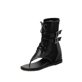 kamames Sandals Female Comfort Belt Buckle High Upper Raised Toe Student Shoes Southeast Asian Flat-Soled Roman Shoes