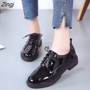 kamames Fashion Spring & Autumn Oxford Flats Woman Loafers Shoes Femme New Patent Leather Shoes Woman Casual Riband Women's Flats