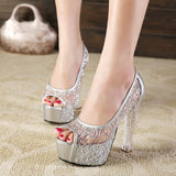 kamames Fishmouth Sandals 2024 New Fashion Summer Transparent Ladies' Thick-Heeled High-Heeled Crystal Shoes