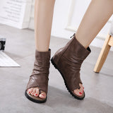 kamames Sandals Women's Summer Style Heightened Black Set Toe Women's High-Top Women's Shoes Roman Shoes