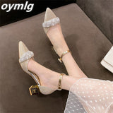 kamames heels women's 2022summer new fashion pointed toe rhinestone hollow stiletto shoes one word buckle sandals designer sandals