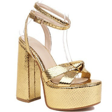 kamames Sandals Women's 2024 Summer Fashion New Buckle Shoes With Waterproof Platform High Heels