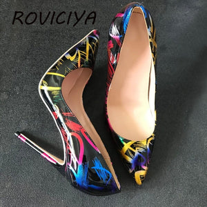 kamames pointed toe ladies 12cm high heels women pumps shoes woman party wedding zapatos mujer sapato femin QP087 ROVICIYA