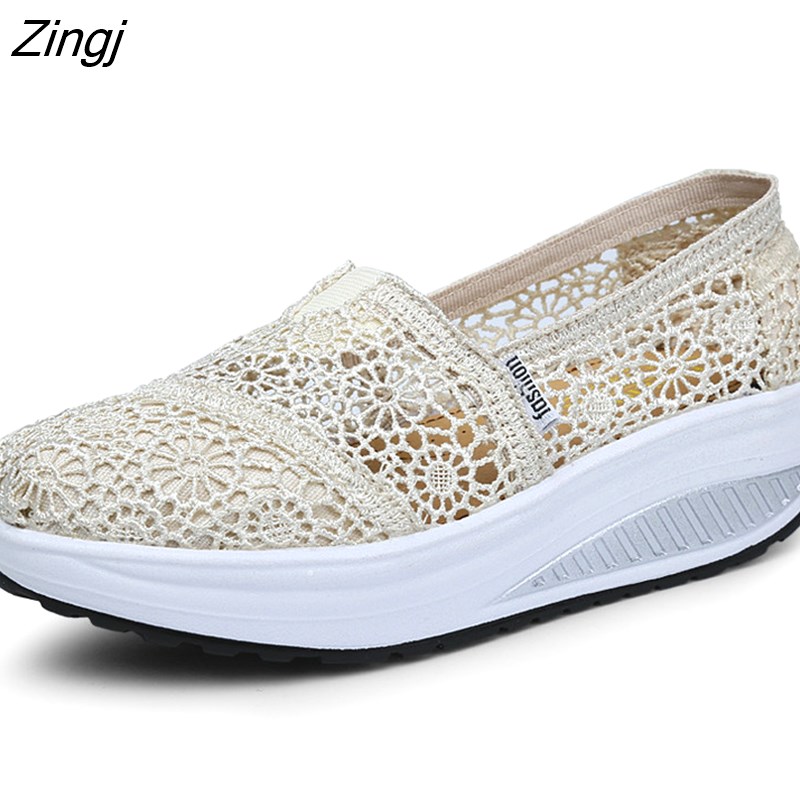 kamames Fashion Women's Thick-soled Breathable Mesh Non-slip Sports Fitness Rocker Ladies Sneakers Walking Shake Shoes