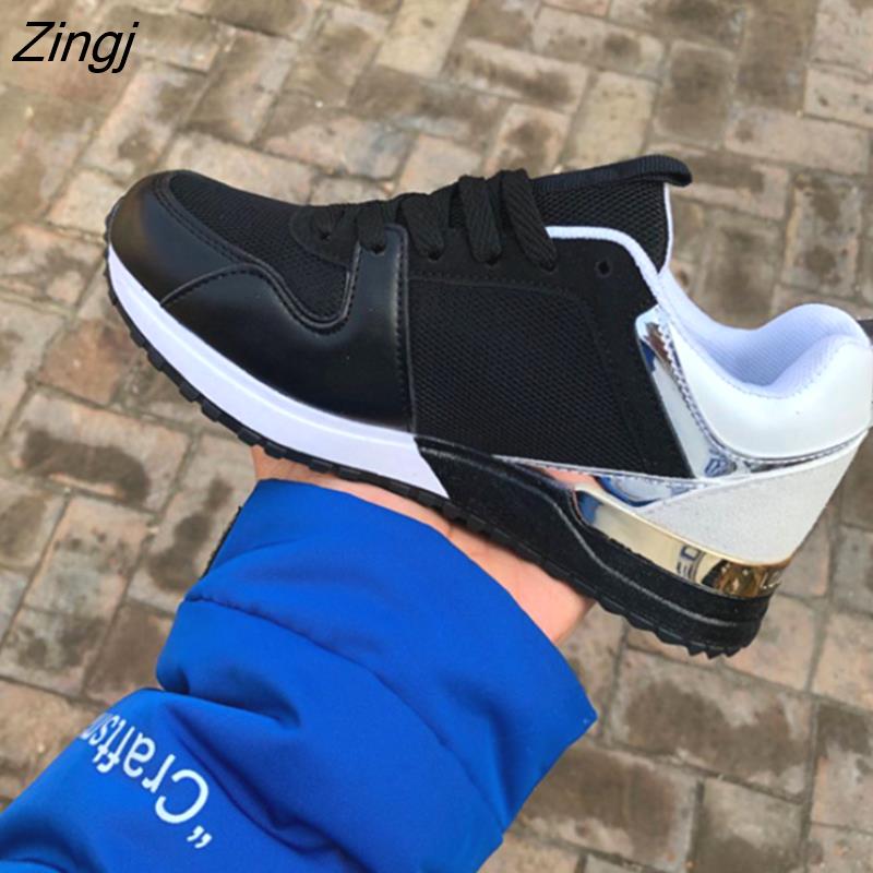 kamames Fashion Women's Sneakers Leopard Print Leather Thick Bottom Increased Sneakers Casual Comfortable Sports Shoes For Ladies