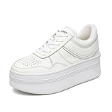 kamames Cowhide Small White Shoes Women's Leather Strapped Thick-Soled Muffin Shoes Fashion Leisure Shoes Breathable Anti-Skid Shoes White Shoes
