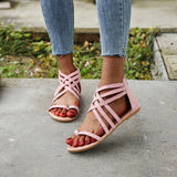 kamames Sandals 2023 Summer New Multi-Color Large-Size Sandals Women's Suede Open-Toe One-Word Buckle Flat Shoes