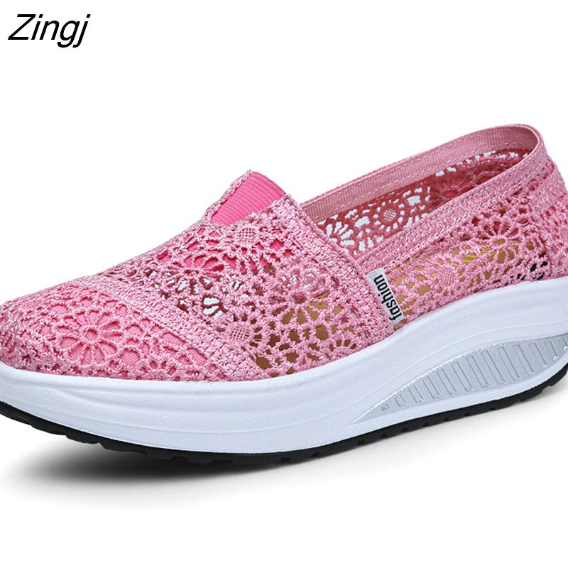 kamames Fashion Women's Thick-soled Breathable Mesh Non-slip Sports Fitness Rocker Ladies Sneakers Walking Shake Shoes