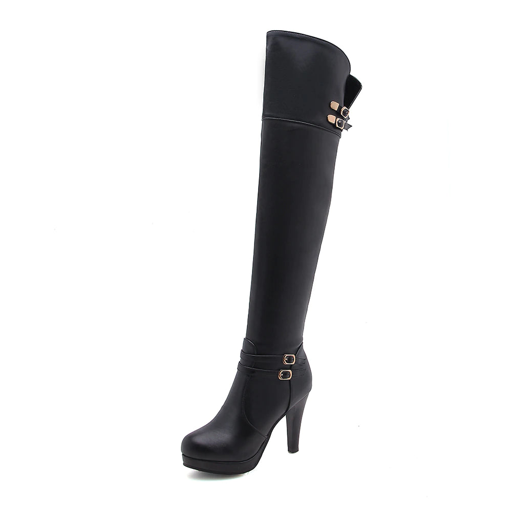 kamames Sgesvier 2021 Black High Heels Over The Knee Boots Women Platform Thigh High Boots Autumn Winter Long Boots Shoes Sexy White