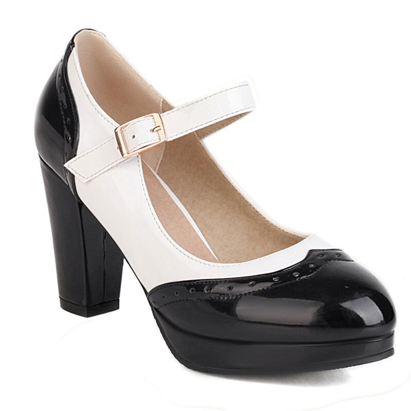 kamames Sgesvier Hot sale 2021 fashion women pumps shoes square high heels round toe spring summer Mary Jane platform shoes big size 48