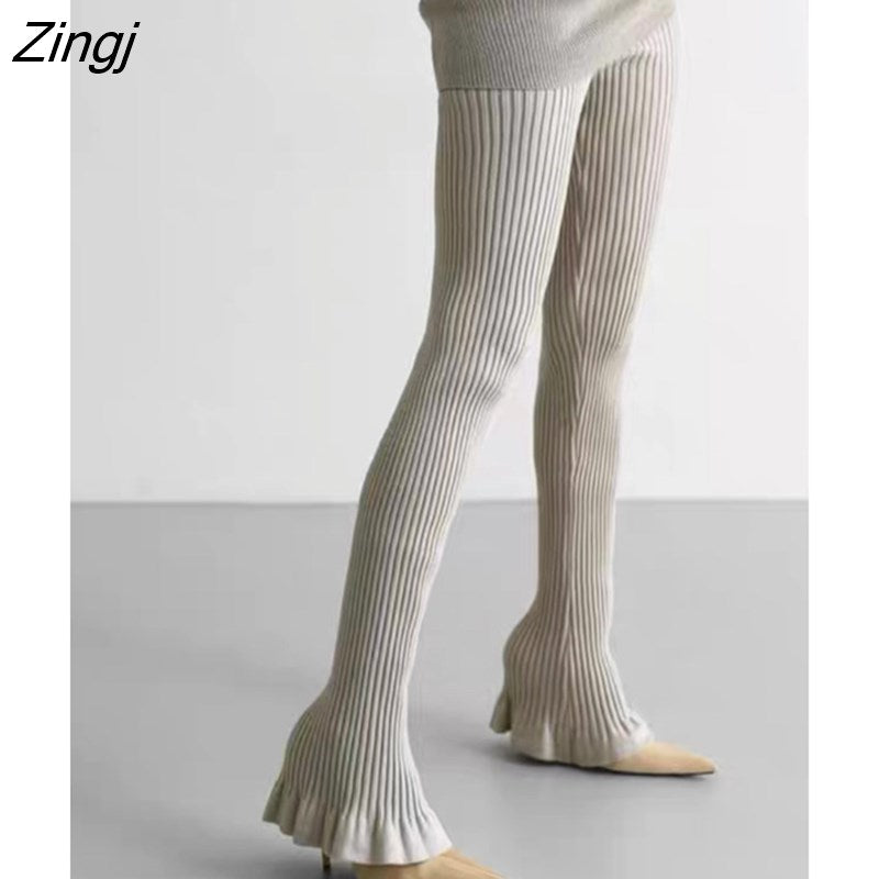 kamames Fashion Women's Pants Slim Pleated Solid Color High Elasticity Simplicity Flare Horseshoe Trousers Spring 2023 New 17A5433