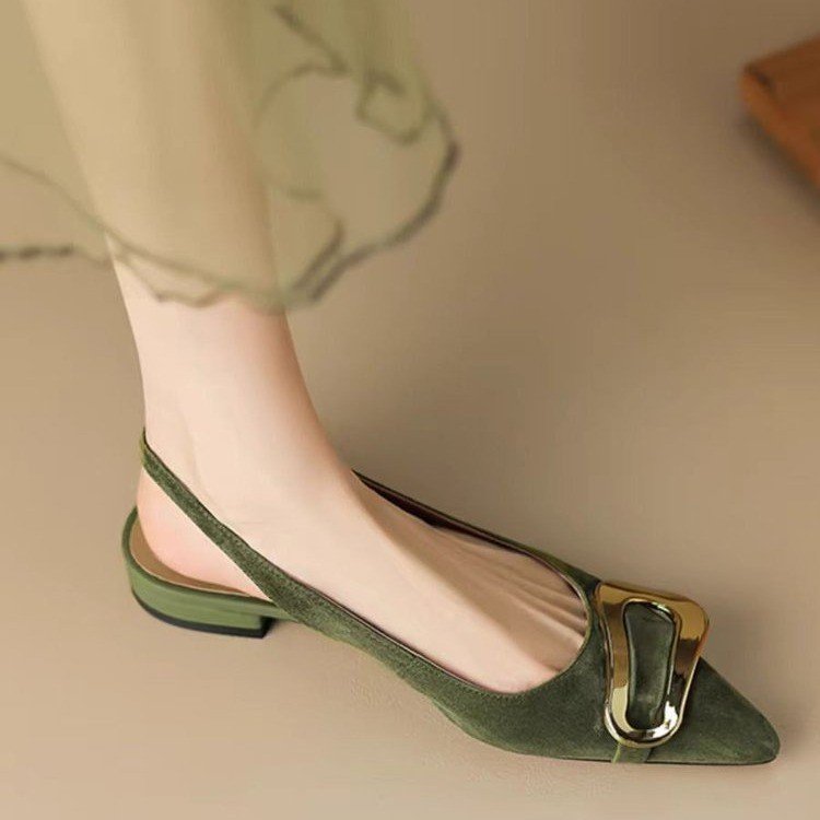kamames French Buckle Baotou Sandals Fairy Shoes New Spring And Summer Evening Socialite Flat Heel Trip Belt Single Shoes