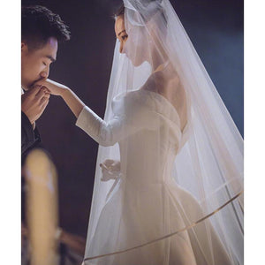 kamames Ribbon Edge Wedding Veils Tulle Long Bridal Veil Two Layer Bridal Veil Long Bridal Party Veils Wedding Accessories