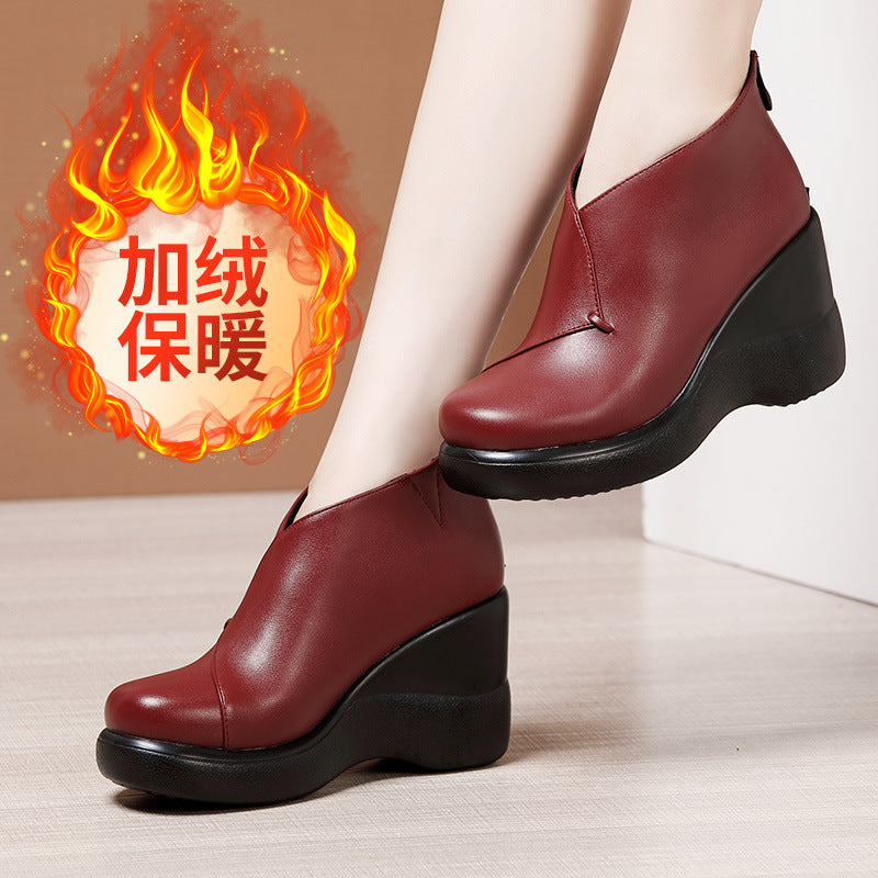 kamames Head Slope With Martin Shoes 2023 Autumn And Winter New Muffin Thick-Soled Waterproof Platform Velvet Thicker Large Size Short Boots