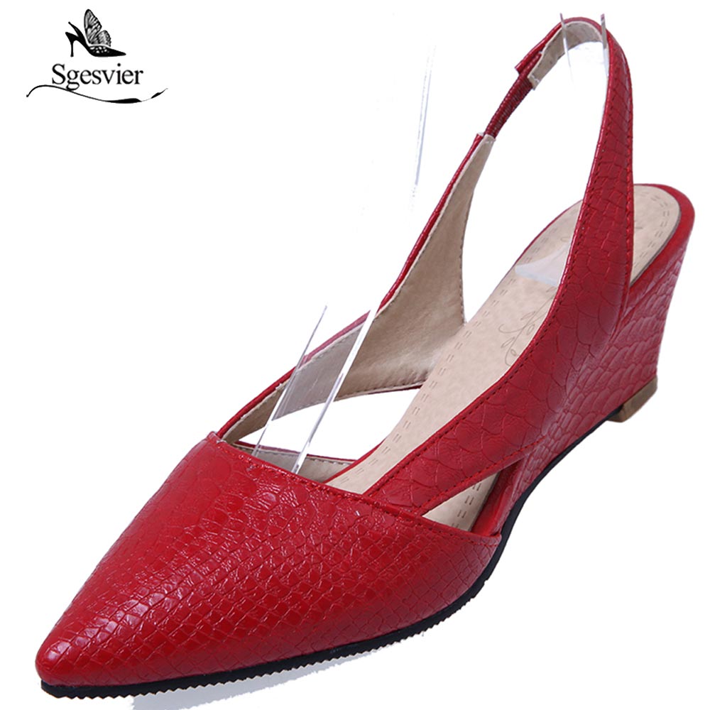 kamames Sgesvier Black Red White Pointed Toe Women Sandals Shoes Woman Footwears Slip On Wedges Heel Shoes Sandalias Mujer Sapatos B564