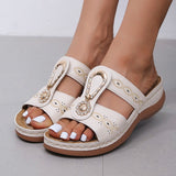 kamames Drill Exclamation Mark Slippers Women's Shoes Large Size Casual Pedaling Sewing Thread Slope Striped Sandals