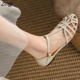 kamames Roman Toe Sandals Women's Thick Heel 2023 Summer Shoes for Women Chaussures Femme Dames Flats Ladies Shoes