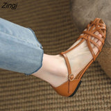 kamames Roman Toe Sandals Women's Thick Heel 2023 Summer Shoes for Women Chaussures Femme Dames Flats Ladies Shoes