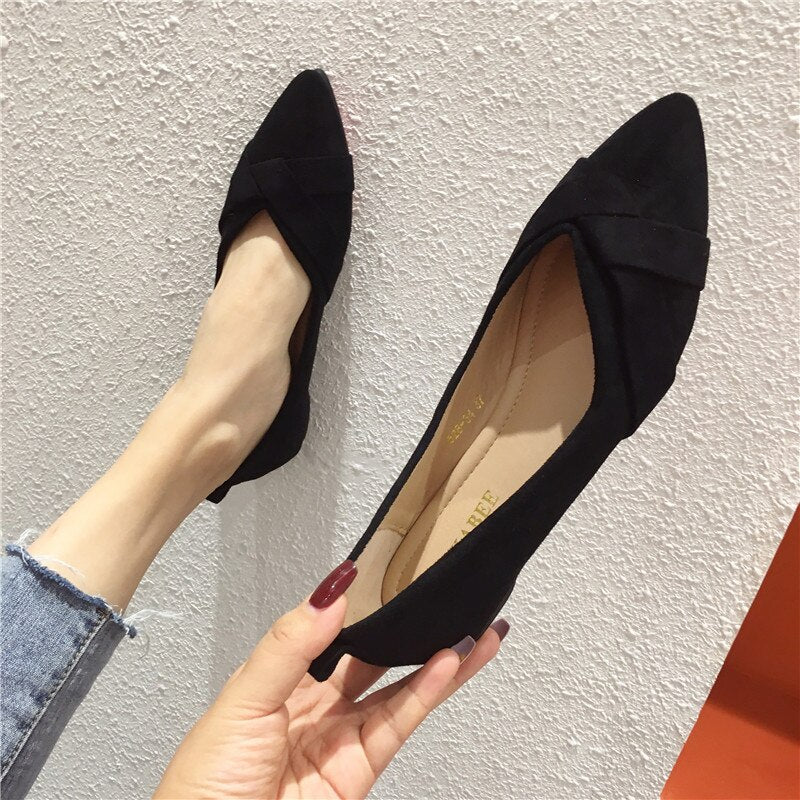 kamames Fall Women Flats Caramel Colour Black Pointed Toe Flat Heel Shoes for Ladies Brown Flats for Women Foldable