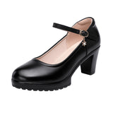 kamames Cowhide Catwalk High Heels Women's Anti-Skid Thick Heel Waterproof Platform Cheongsam Models Soft Leather Work Shoes Women's Singles