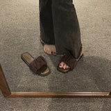 kamames Flat Slippers In The Summer Of 2024 Women Wear Flip-Flops, Flat Heels, Pregnant Women's Comfortable And Fashionable Square-Toe Shoes.