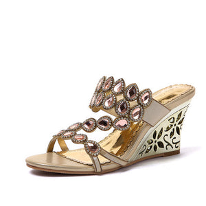 kamames Heel Diamond Sandals Women 2024 Summer New Fishmouth Fashion Elegant Diamond Sandals High-Heeled Slippers Leather Women's Shoes