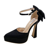 kamames High Heels, New Waterproof Table Shoes, Women's Thick Heels, Bow And Hollow Baotou Sandals.