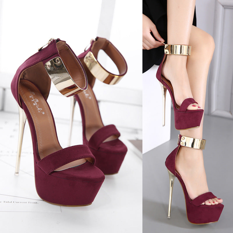 kamames High Heels Summer Waterproof Nightclub Banquet Shoes With Large Size Stilettos Sandals