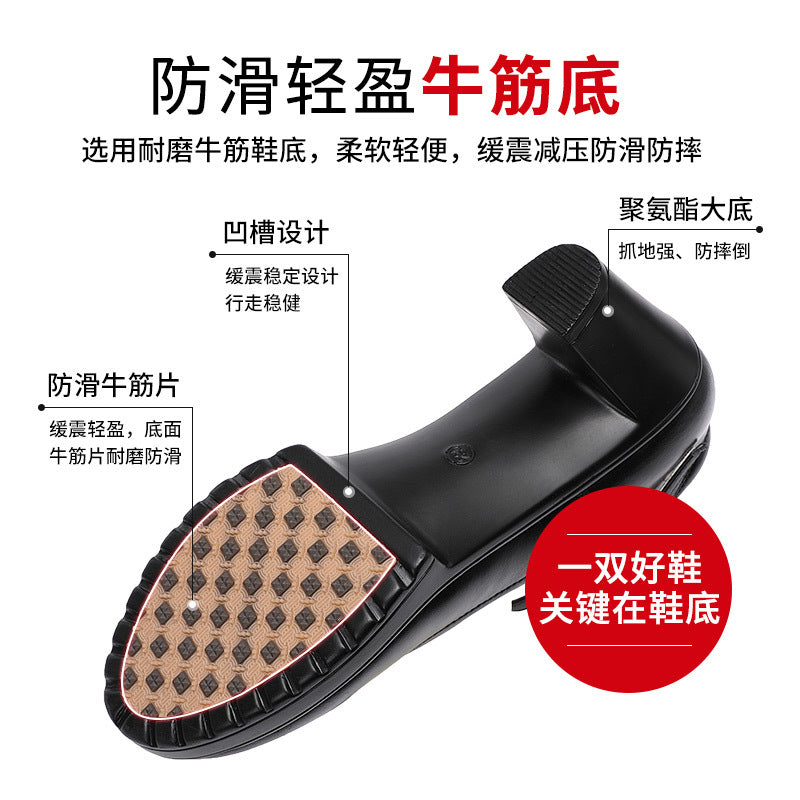 kamames Cowhide Catwalk High Heels Women's Anti-Skid Thick Heel Waterproof Platform Cheongsam Models Soft Leather Work Shoes Women's Singles