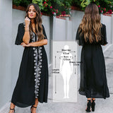 kamames Elegant Blue Long Cotton Women Summer Beach Tunic Dress Plus Size Sexy V-Neck Wrist Party Dress Pareo Kaftan Femme Q529