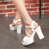 kamames high heels sandals women thick platform shoes Woman Cross Platform Sandals Roman Ladies Shoes Gladiator Heel Pumps white