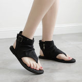 kamames Heel Sandals Women's Large Size 2024 New Ethnic Style Students' Summer Sandals Gao Bang Roman Shoes