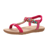 kamames Sandals Women's 2024 Summer Korean Version Of The New Flat-Bottomed Water Drill Sandals Pregnant Shoes Student Shoes Sandals