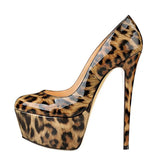 kamames Round Head Waterproof Table Super High Heels Large Size Single Shoes Sexy Platform Heels