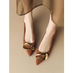 kamames French Buckle Baotou Sandals Fairy Shoes New Spring And Summer Evening Socialite Flat Heel Trip Belt Single Shoes