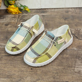 kamames New Plaid Canvas Shoes Comfortable Flat Soles Single Shoes Lazybones One Foot Boat Shoes Large Size Women's Shoes